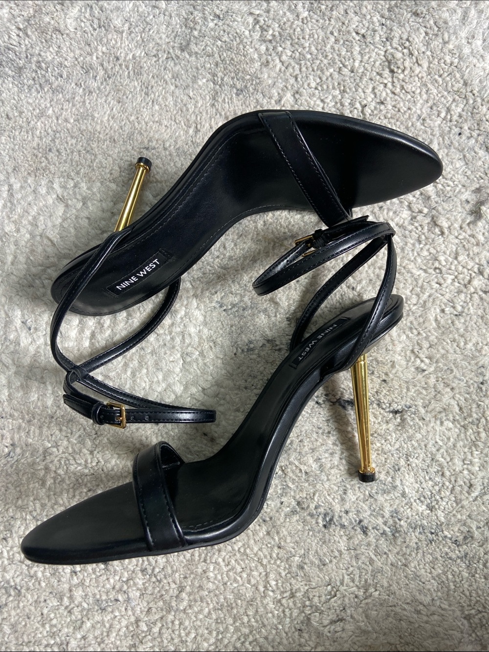 NWOB Nine West Reina Ankle Strap Stiletto Sandals Black - Picture 5 of 9